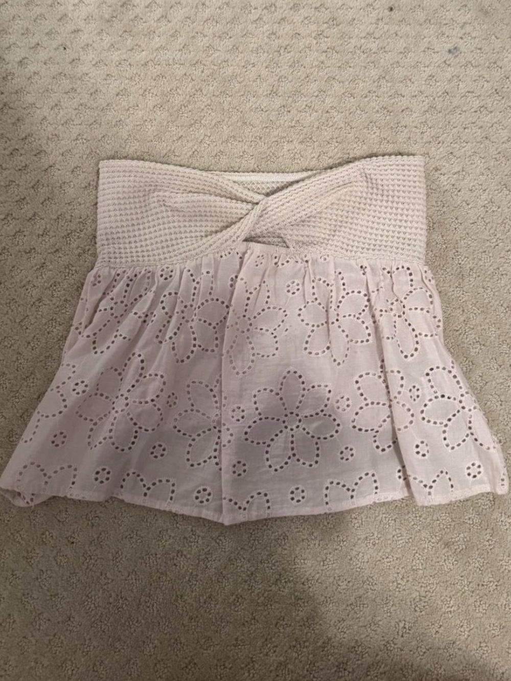 White Eyelet Strapless Tube Top size medium